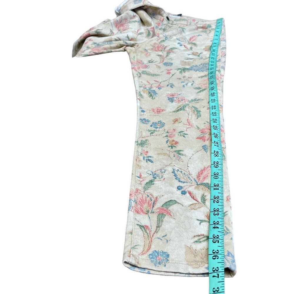 Ralph Lauren Women Floral Beige Pants Premier Skinny Ankle 5 Pockets Size 8 - Picture 10 of 14
